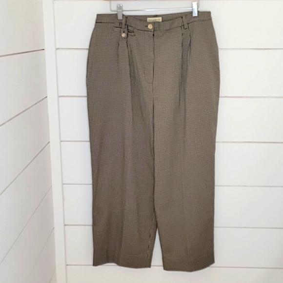 VINTAGE 90S TravelSmith XL black and tan high waisted pleated pants - Picture 1 of 5